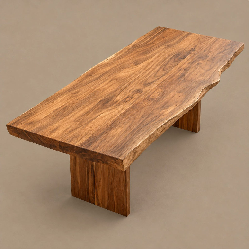 Minimalist Live Edge Dining Table With Flat Panel Legs For Dining Room