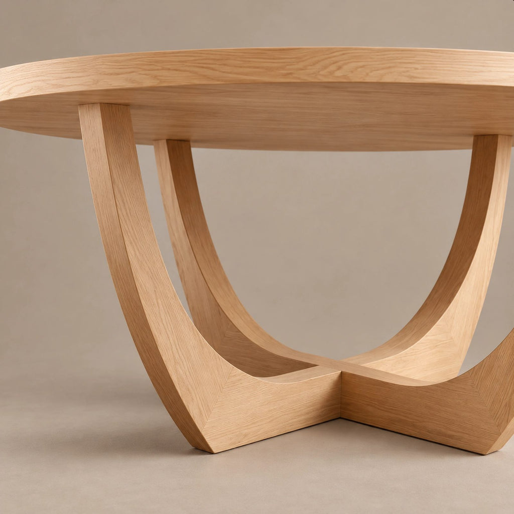 Modern Round Dining Table With Arched Open Pedestal For Dining Room