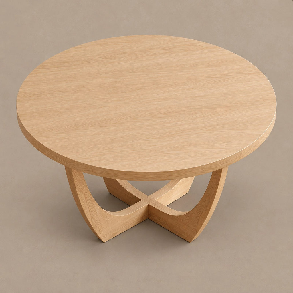 Modern Round Dining Table With Arched Open Pedestal For Dining Room