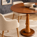 Classic Round Dining Table With Turned Wood Pedestal For Kitchen