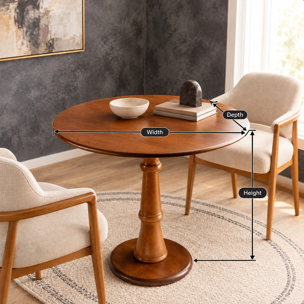 Classic Round Dining Table With Turned Wood Pedestal For Kitchen
