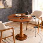 Classic Round Dining Table With Turned Wood Pedestal For Kitchen