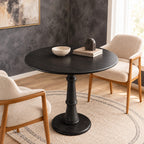 Classic Round Dining Table With Turned Wood Pedestal For Kitchen
