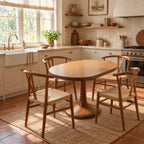 Farmhouse Oval Dining Table With Turned Pedestal Base For Kitchen