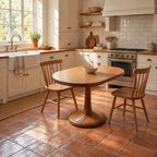 Farmhouse Oval Dining Table With Turned Pedestal Base For Kitchen