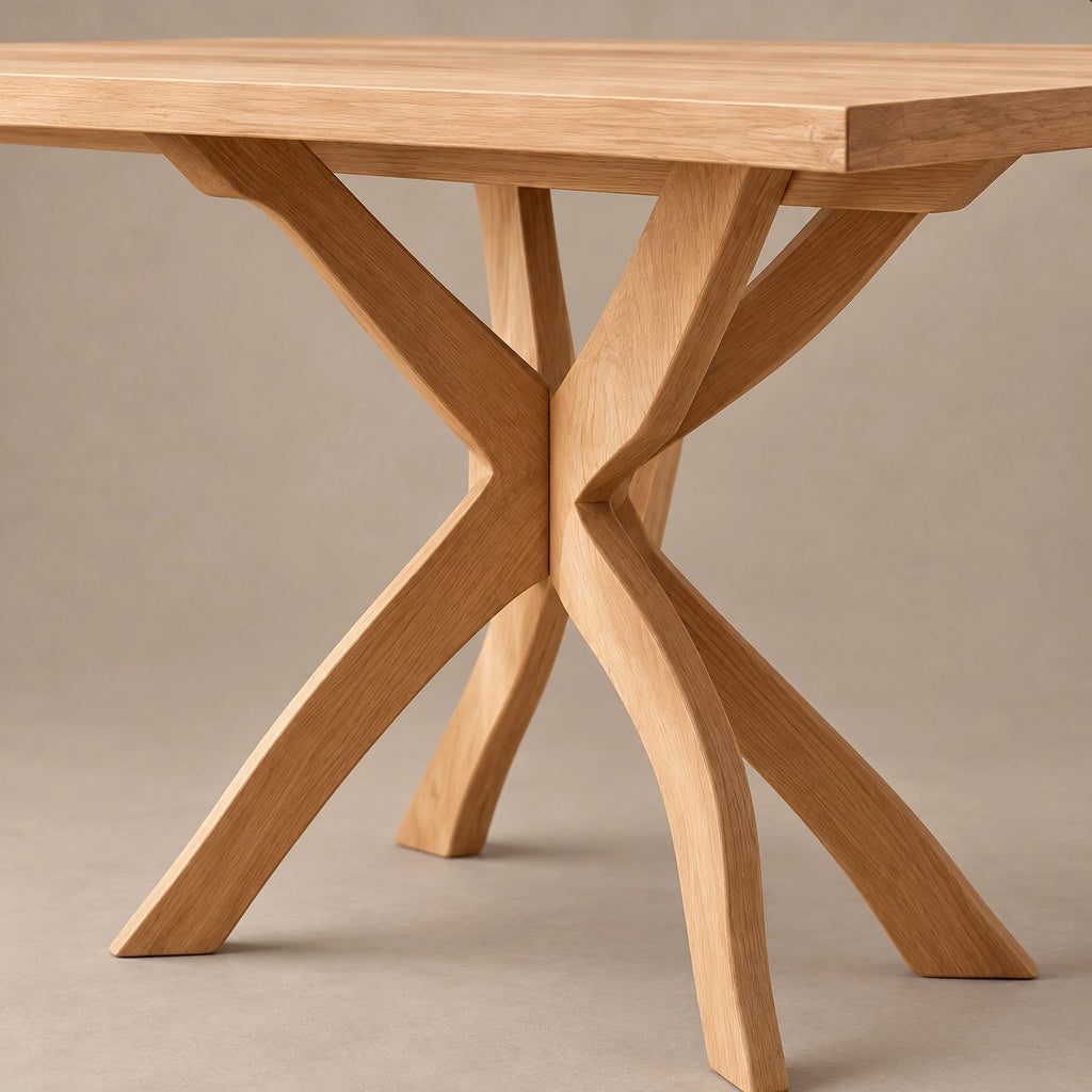Scandinavian Solid Wood Dining Table With Crossed X Legs For Dining Room