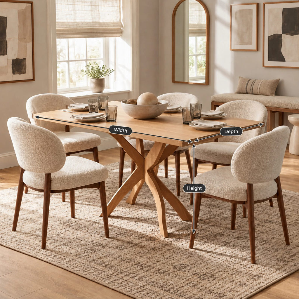 Scandinavian Solid Wood Dining Table With Crossed X Legs For Dining Room
