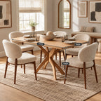 Scandinavian Solid Wood Dining Table With Crossed X Legs For Dining Room