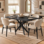 Scandinavian Solid Wood Dining Table With Crossed X Legs For Dining Room