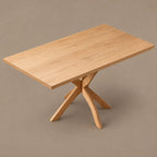 Scandinavian Solid Wood Dining Table With Crossed X Legs For Dining Room