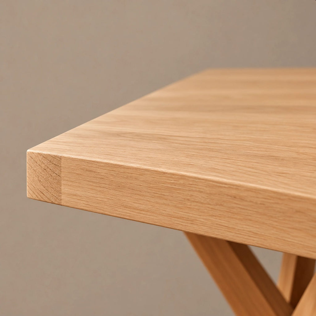 Scandinavian Solid Wood Dining Table With Crossed X Legs For Dining Room