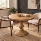 Rustic Round Dining Table With Classic Turned Pedestal For Kitchen