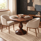 Rustic Round Dining Table With Classic Turned Pedestal For Kitchen