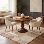 Rustic Round Dining Table With Classic Turned Pedestal For Kitchen