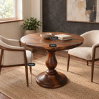 Rustic Round Dining Table With Classic Turned Pedestal For Kitchen