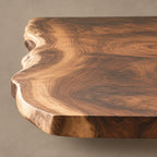 Sculptural Live Edge Dining Table With Crossed Wood Base For Dining Room