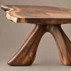 Sculptural Live Edge Dining Table With Crossed Wood Base For Dining Room