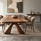 Sculptural Live Edge Dining Table With Crossed Wood Base For Dining Room