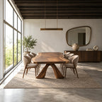 Sculptural Live Edge Dining Table With Crossed Wood Base For Dining Room