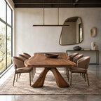 Sculptural Live Edge Dining Table With Crossed Wood Base For Dining Room