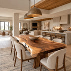 Farmhouse Live Edge Dining Table With Crossed Post Legs For Dining Room