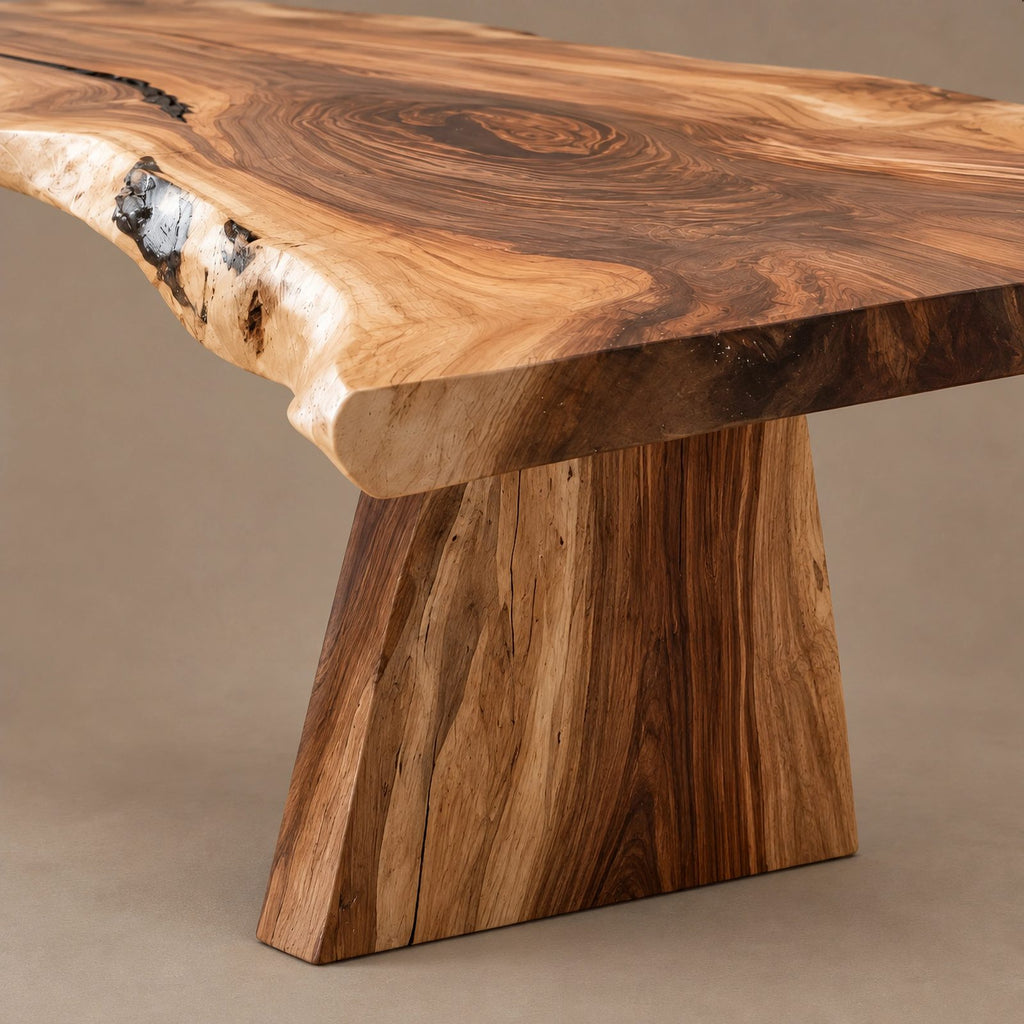 Farmhouse Live Edge Dining Table With Crossed Post Legs For Dining Room