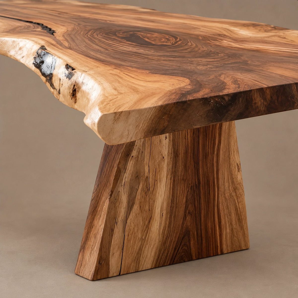 Farmhouse Live Edge Dining Table With Crossed Post Legs For Dining Room