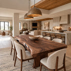 Farmhouse Live Edge Dining Table With Crossed Post Legs For Dining Room