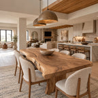 Farmhouse Live Edge Dining Table With Crossed Post Legs For Dining Room