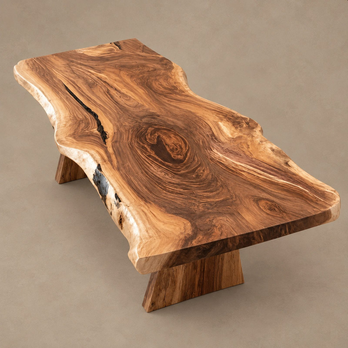 Farmhouse Live Edge Dining Table With Crossed Post Legs For Dining Room