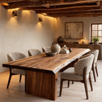 Organic Live Edge Dining Table With Panel Leg Base For Dining Room