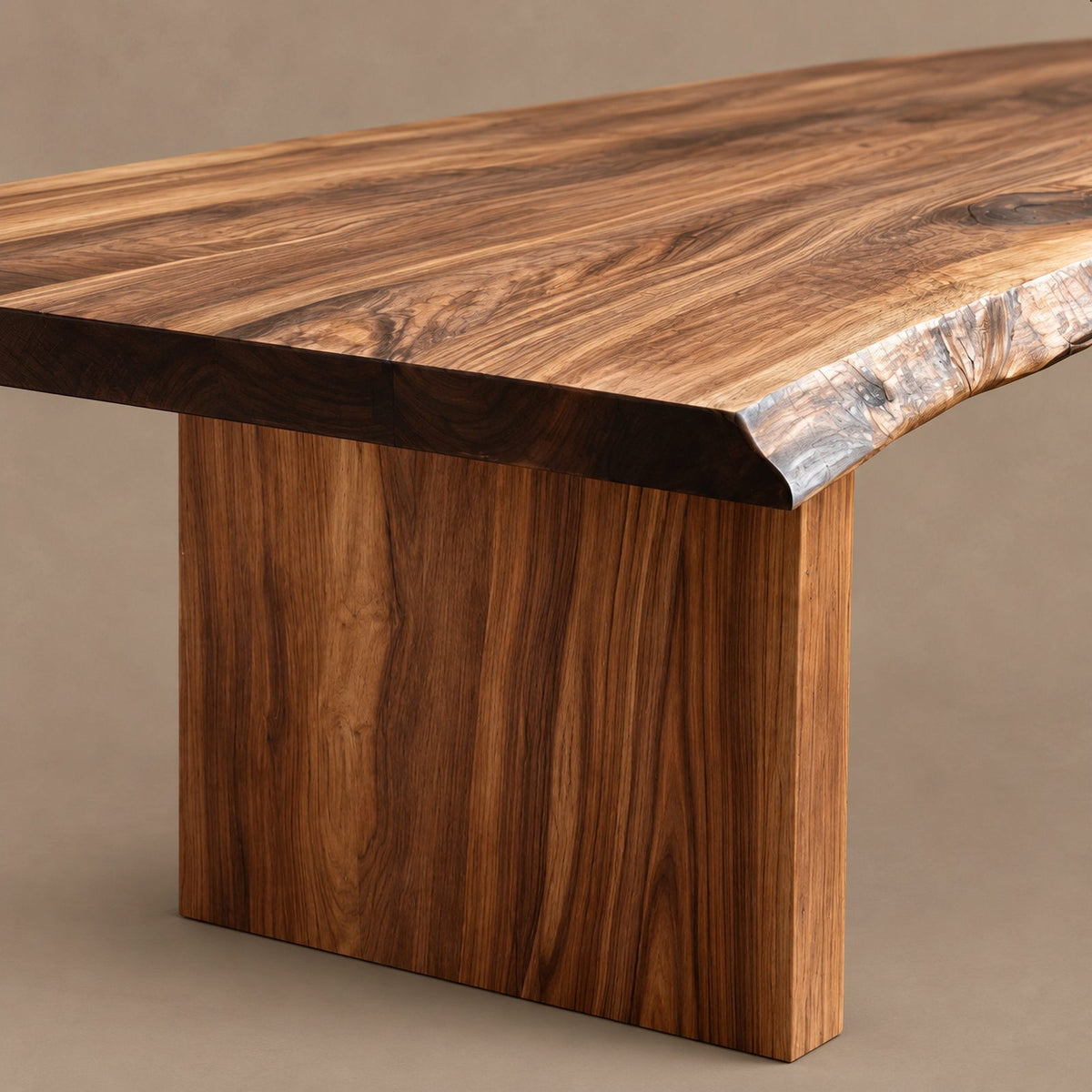 Organic Live Edge Dining Table With Panel Leg Base For Dining Room