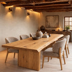 Organic Live Edge Dining Table With Panel Leg Base For Dining Room