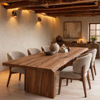 Organic Live Edge Dining Table With Panel Leg Base For Dining Room