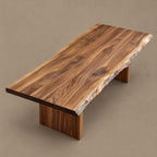 Organic Live Edge Dining Table With Panel Leg Base For Dining Room