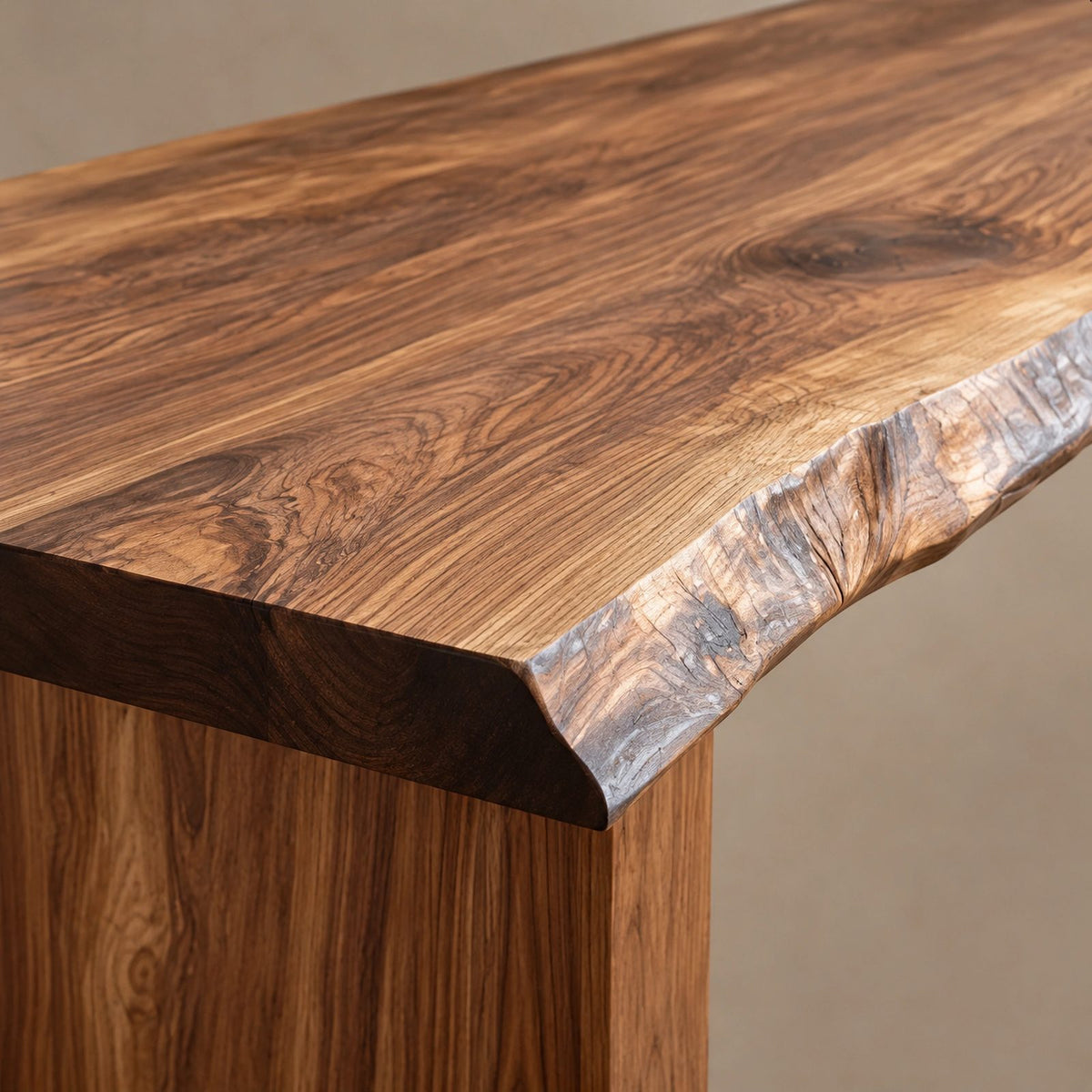Organic Live Edge Dining Table With Panel Leg Base For Dining Room