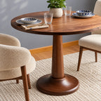Modern Solid Wood Dining Table With Sculpted Pedestal Base For Dining Room