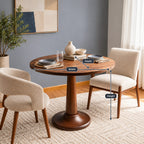 Modern Solid Wood Dining Table With Sculpted Pedestal Base For Dining Room