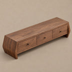 Sculptural Solid Wood TV Stand With Angled Drawer Front For Living Room
