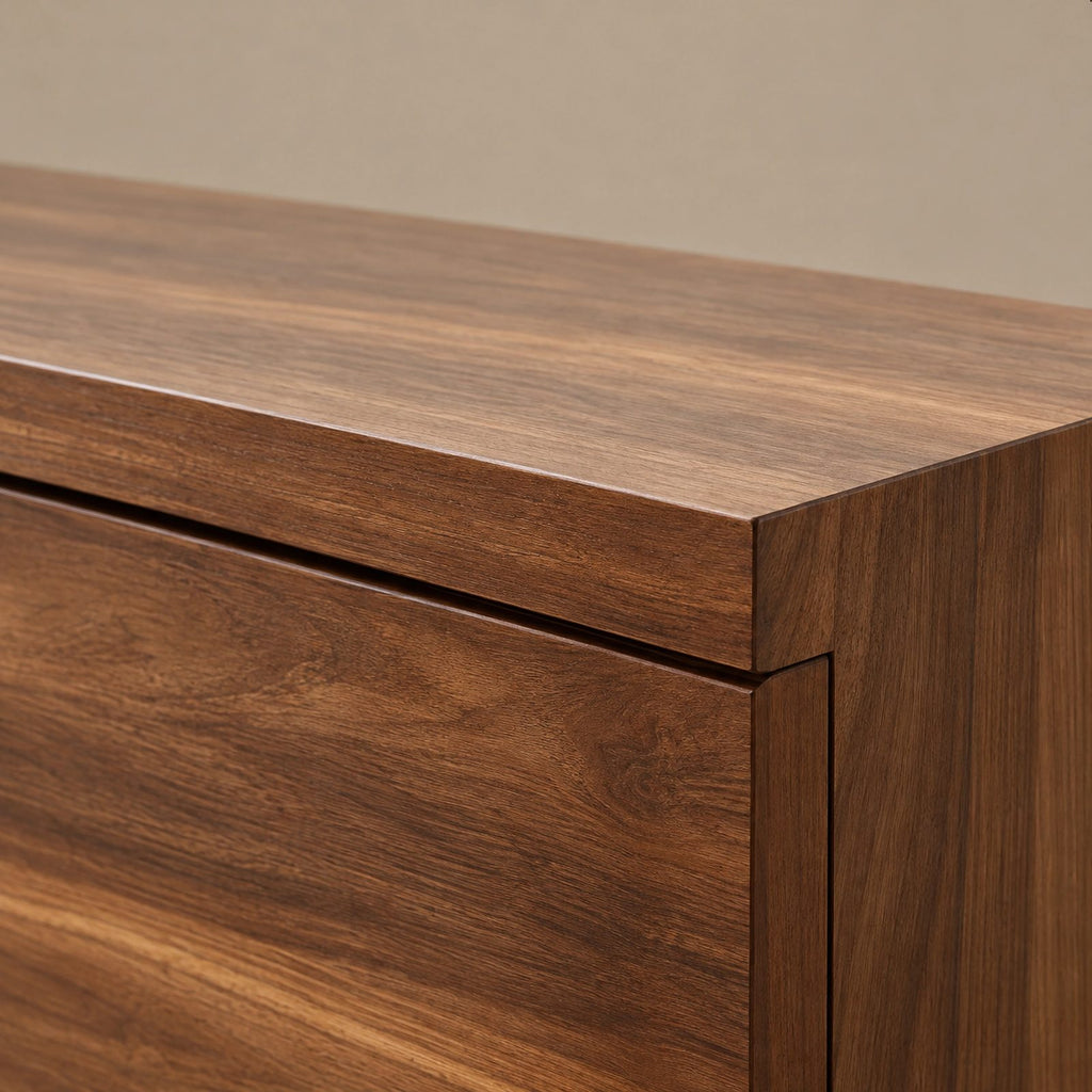 Modern Solid Wood TV Stand With Open Media Shelf For Living Room