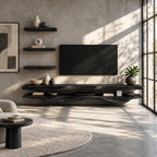 Rustic Live Edge TV Stand With Floating Shelf Design For Living Room