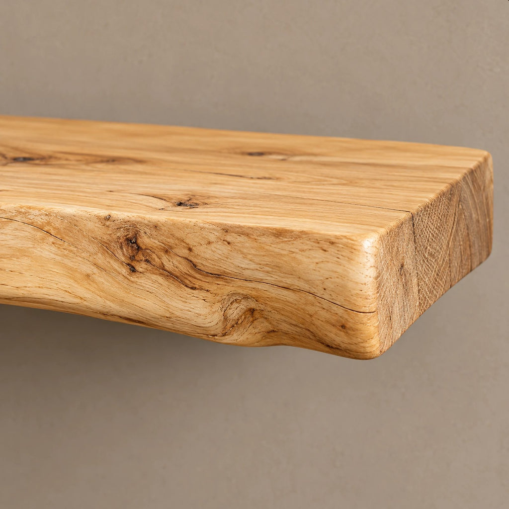 Rustic Live Edge TV Stand With Floating Shelf Design For Living Room
