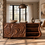 Modern Sideboard With Raised Swirl Grain Doors For Living Room