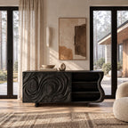 Modern Sideboard With Raised Swirl Grain Doors For Living Room