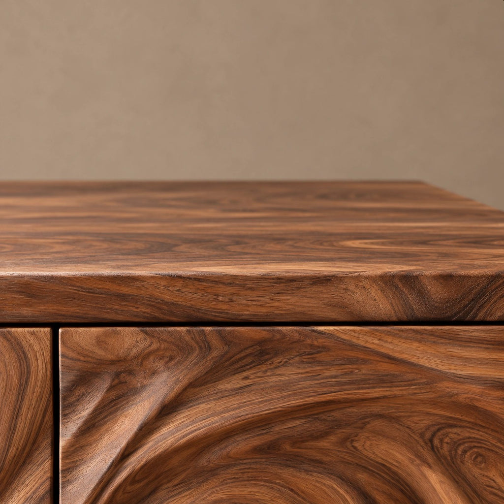 Modern Sideboard With Raised Swirl Grain Doors For Living Room