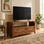 Handcrafted Arched TV Stand With Drawer Storage For Living Room