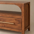 Handcrafted Arched TV Stand With Drawer Storage For Living Room