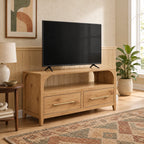 Handcrafted Arched TV Stand With Drawer Storage For Living Room