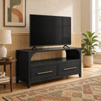 Handcrafted Arched TV Stand With Drawer Storage For Living Room