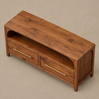 Handcrafted Arched TV Stand With Drawer Storage For Living Room